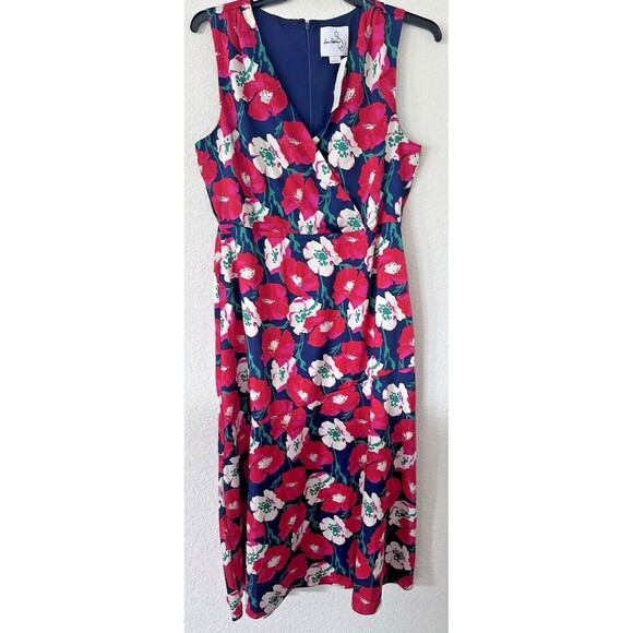 Sam Edelman Women's Sleeveless V Neck Midi Dress Floral Colorful Red Pink 14 - Picture 8 of 14